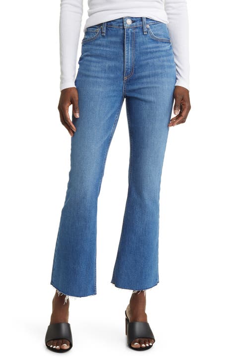 Casey Raw Hem High Waist Ankle Flare Jeans (Cindy)