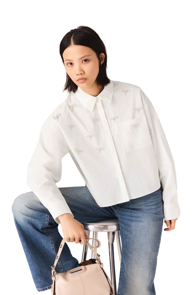 maje Jewel detail shirt, Alternate, color, White