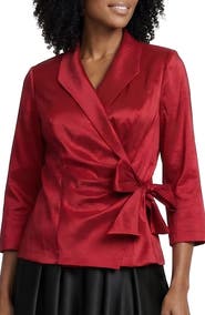 Alex Evenings Side Tie Stretch Taffeta Top