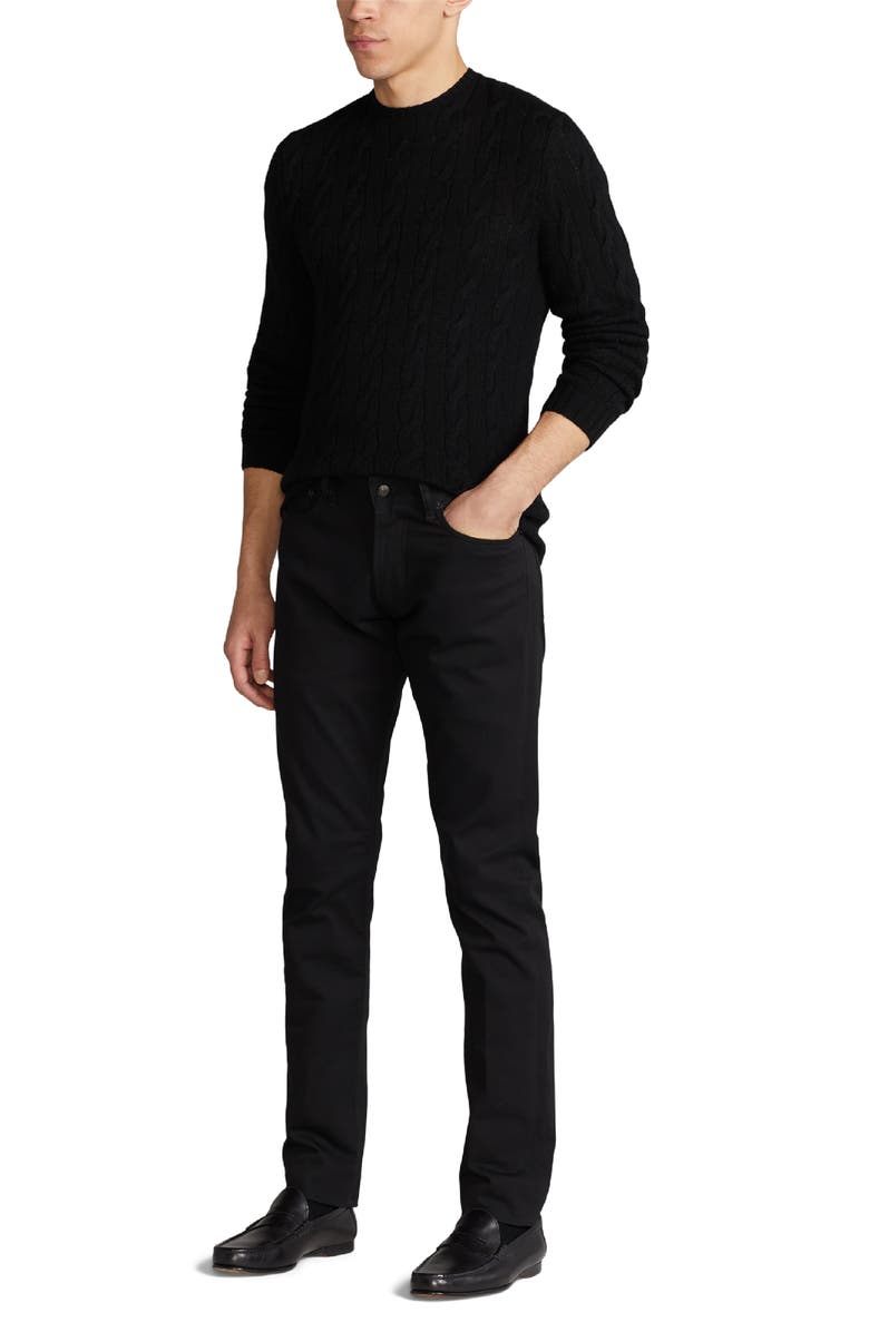 Ralph Lauren Purple Label Cable Knit Cashmere Sweater, Alternate, color, Classic Black