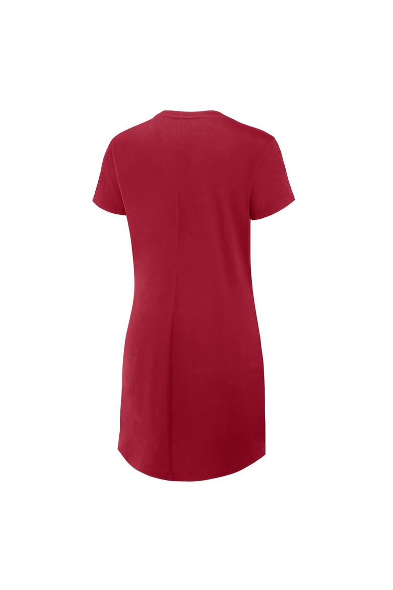 Women's Fanatics Scarlet San Francisco 49ers Ruched Drape T-Shirt Dress, Alternate, color, Scarlet