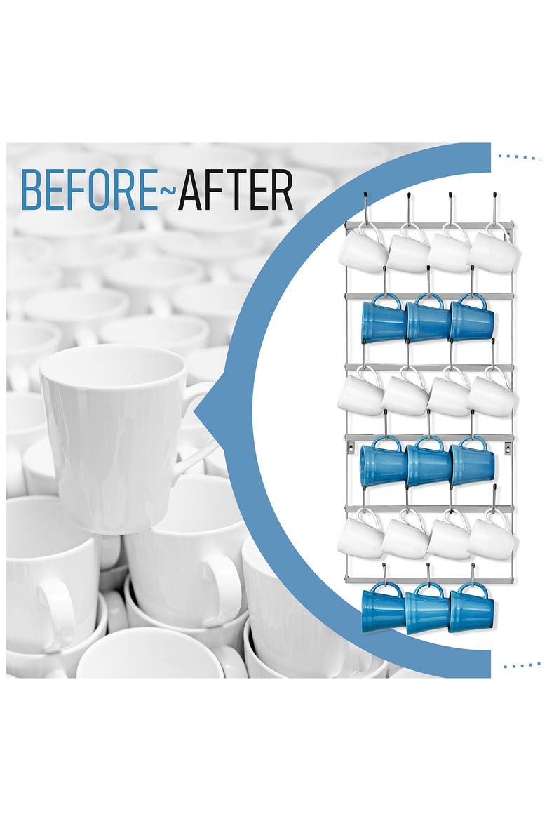 Small 6-Tier Metal Mug Rack, Alternate, color, SILVER