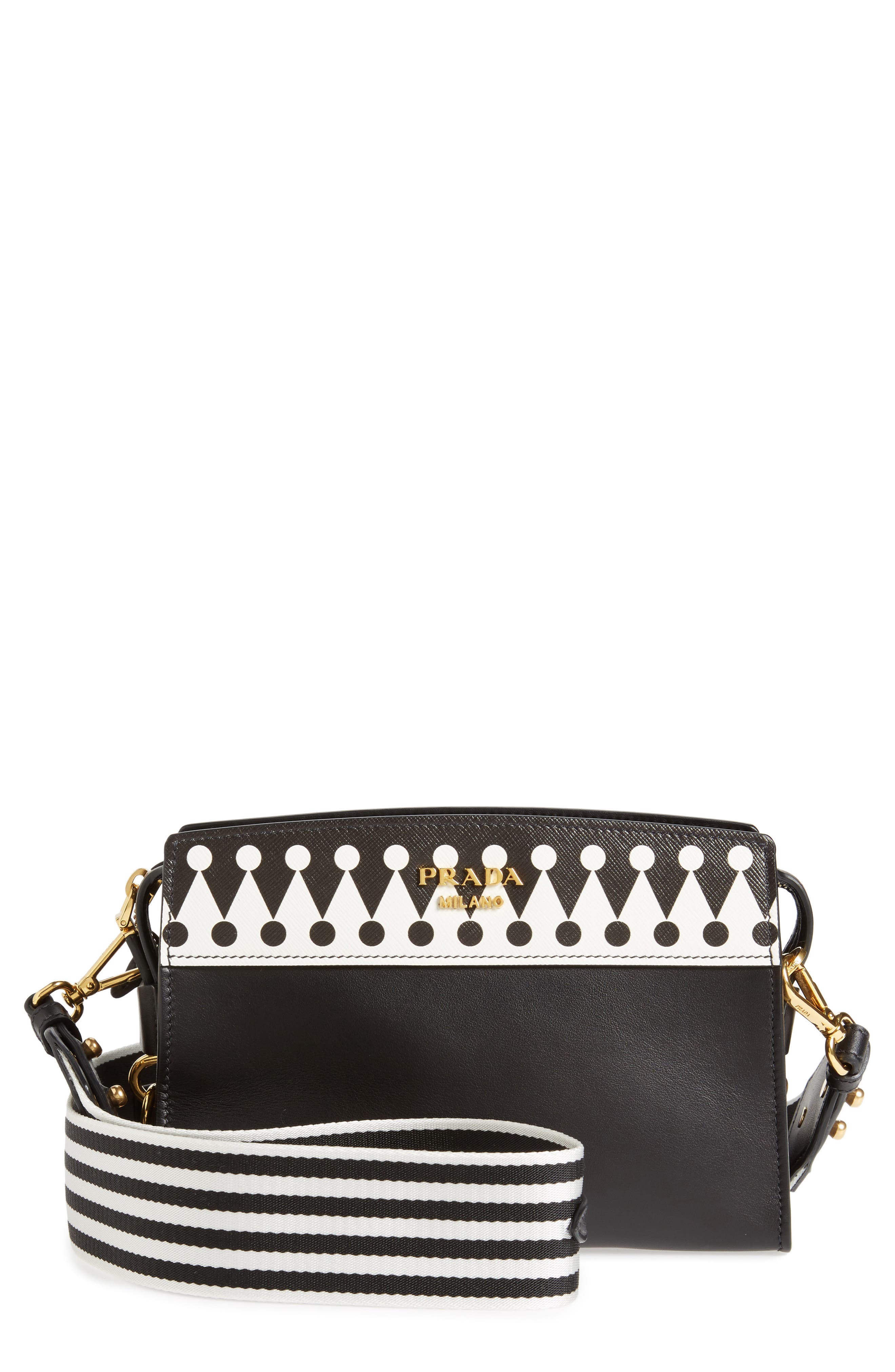 Prada Esplanade Saffiano & City Calfskin Shoulder Bag, Main, color, 