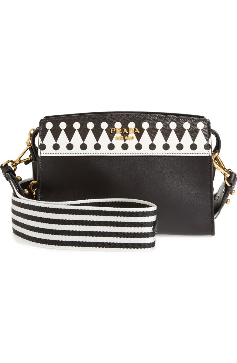 Prada Esplanade Saffiano & City Calfskin Shoulder Bag, Main, color,