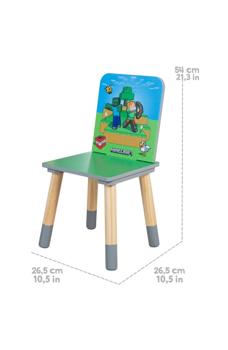 MINECRAFT Kids Wooden Table & Chair Set Green & Blue, 3Piece Decor, Alternate, color, Multicolored