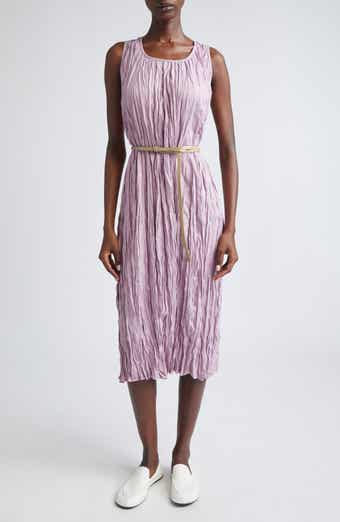 Lafayette 148 New York Plissé Sleeveless Belted Midi Dress