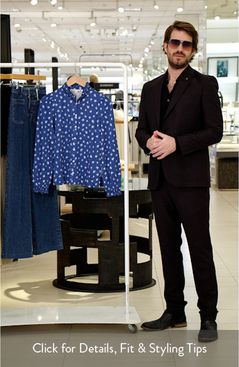 Floral Ruffle Trim Jersey Blouse, sales video thumbnail