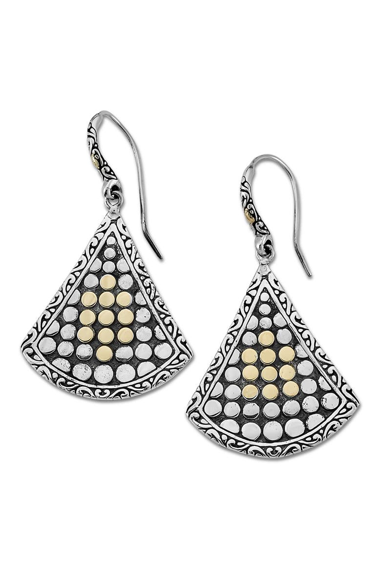 Sterling Silver & 18K Gold Dotted Fan Drop Earrings, Main, color, SILVER AND GOLD