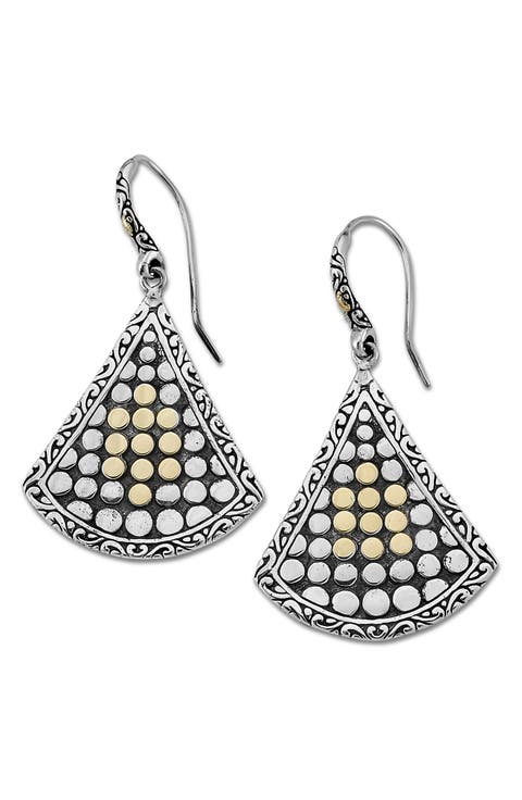Sterling Silver & 18K Gold Dotted Fan Drop Earrings