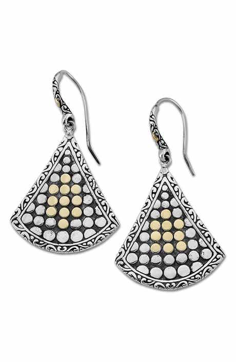 SAMUEL B. Sterling Silver & 18K Gold Dotted Fan Drop Earrings