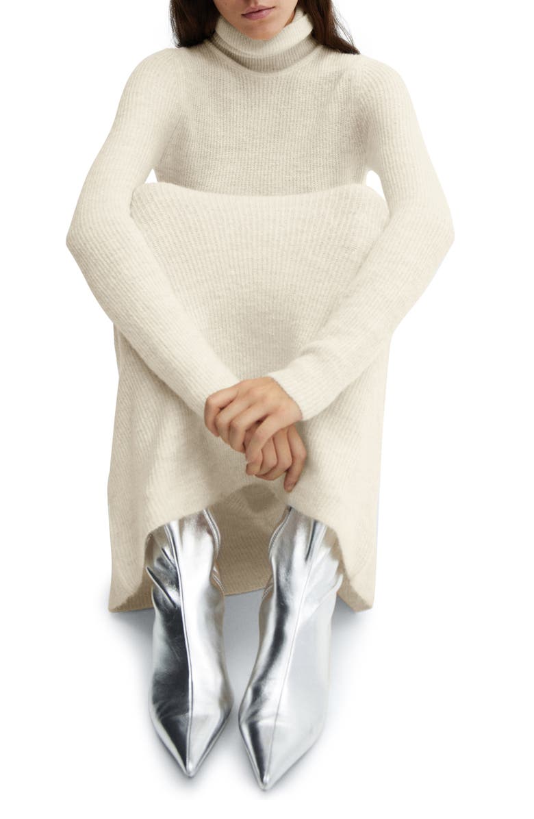 MANGO Turtleneck Long Sleeve Sweater Dress, Alternate, color, 