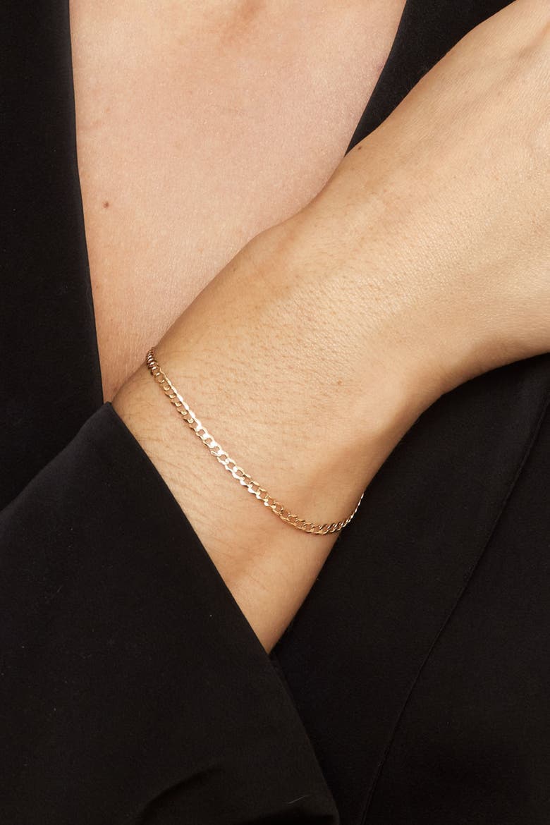 10K Gold Carmine Curb Petite Bracelet, Alternate, color, Yellow Gold