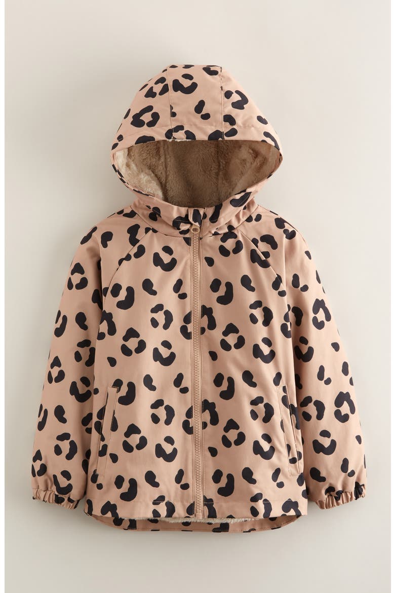 Kids' Print Faux Fur Lined Hooded Jacket, Main, color, TAN NATURAL LEOPARD