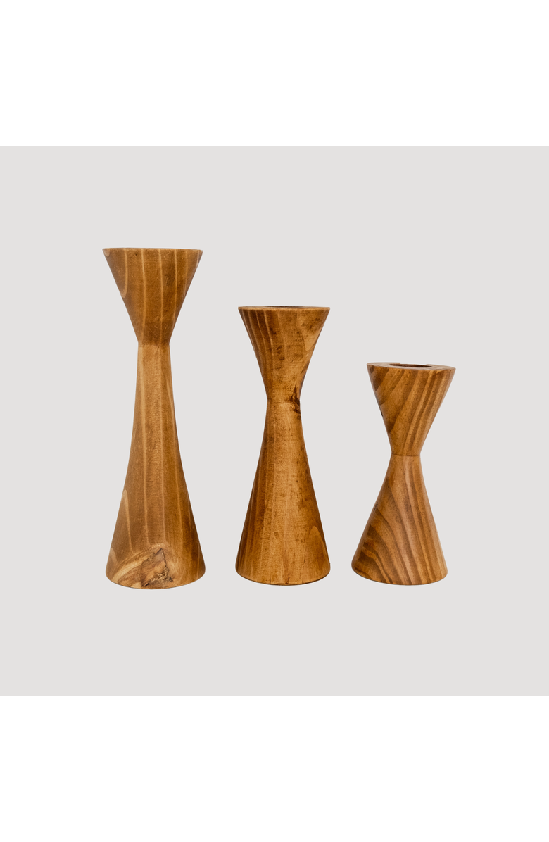 kanju Interiors Geo Tealight Wooden Candle Holder, Alternate, color, Cognac - Small