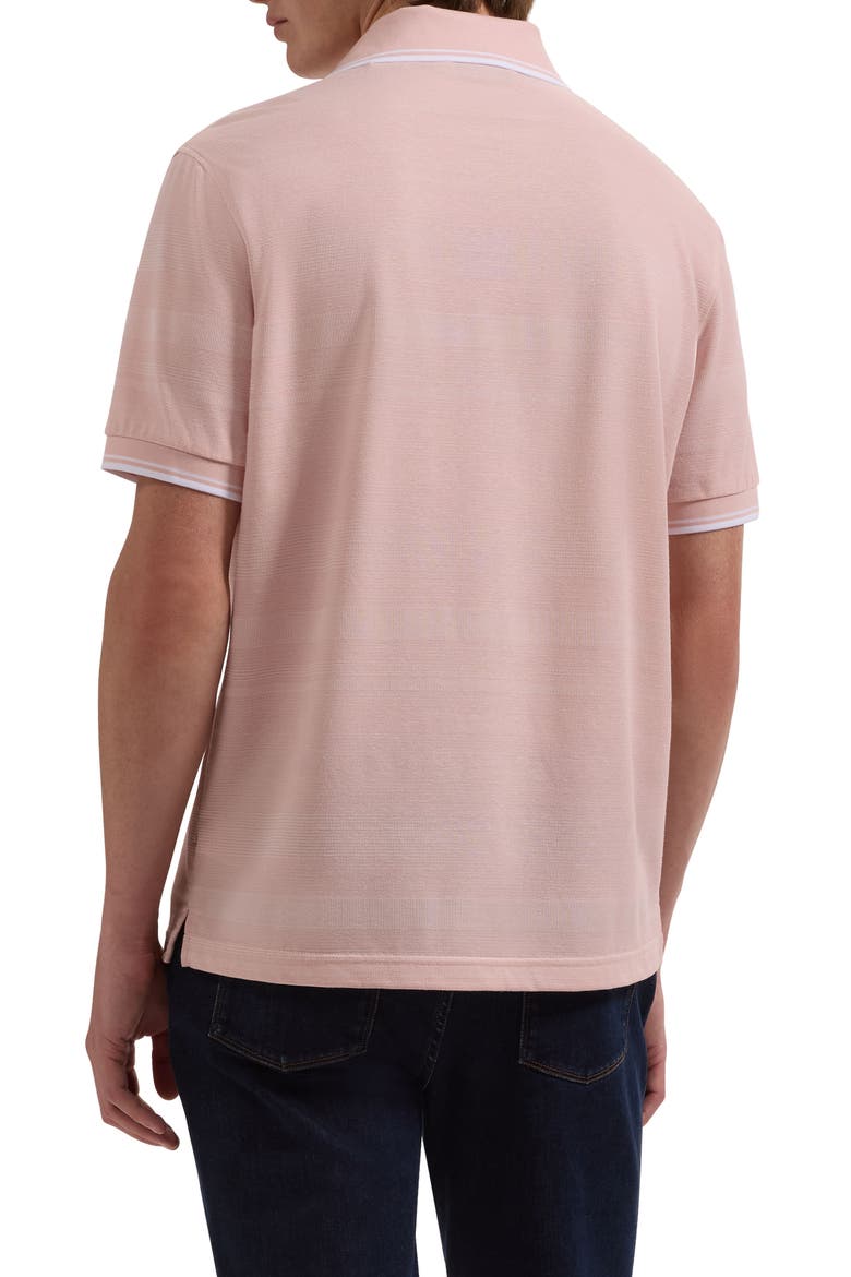 Textured Stripe Johnny Collar Polo, Alternate, color, DUSTY PINK