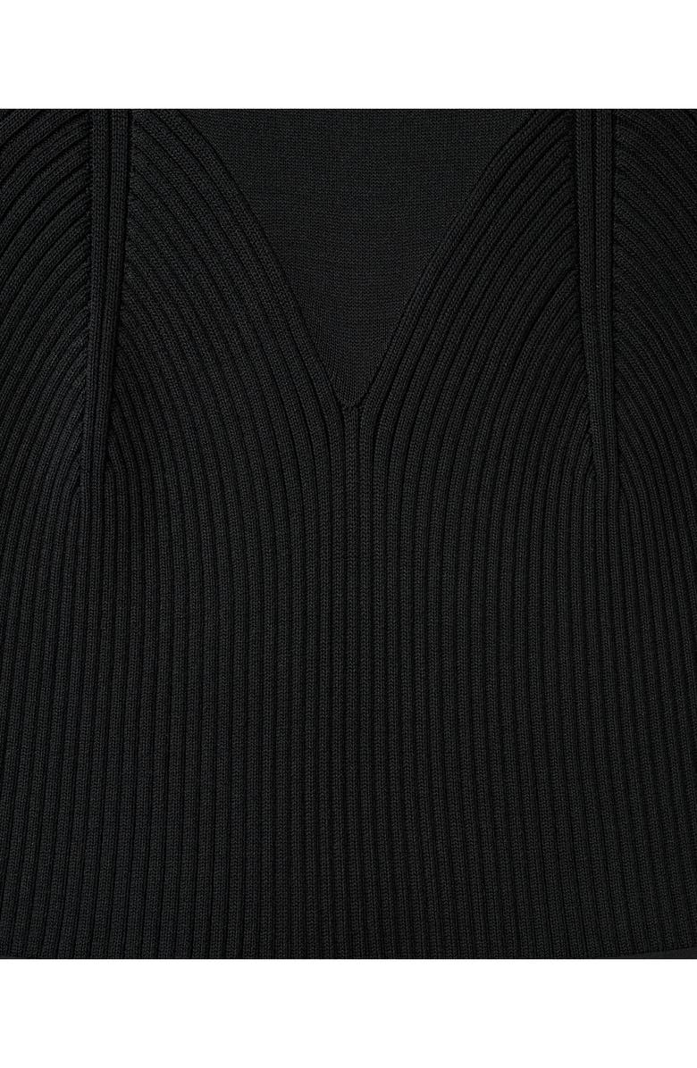 MANGO Long Sleeve Wide Leg Mixed Media Jumpsuit, Alternate, color, Black