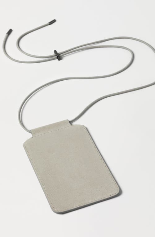 Brunello Cucinelli Leather Phone Cover Strap Adjustable In Cool Beige