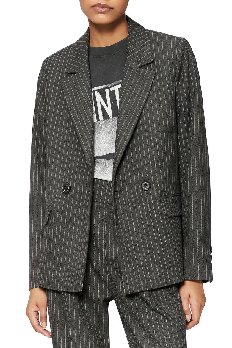 Becky Boxy Blazer, Main, color, CHARCOAL PINSTRIPE