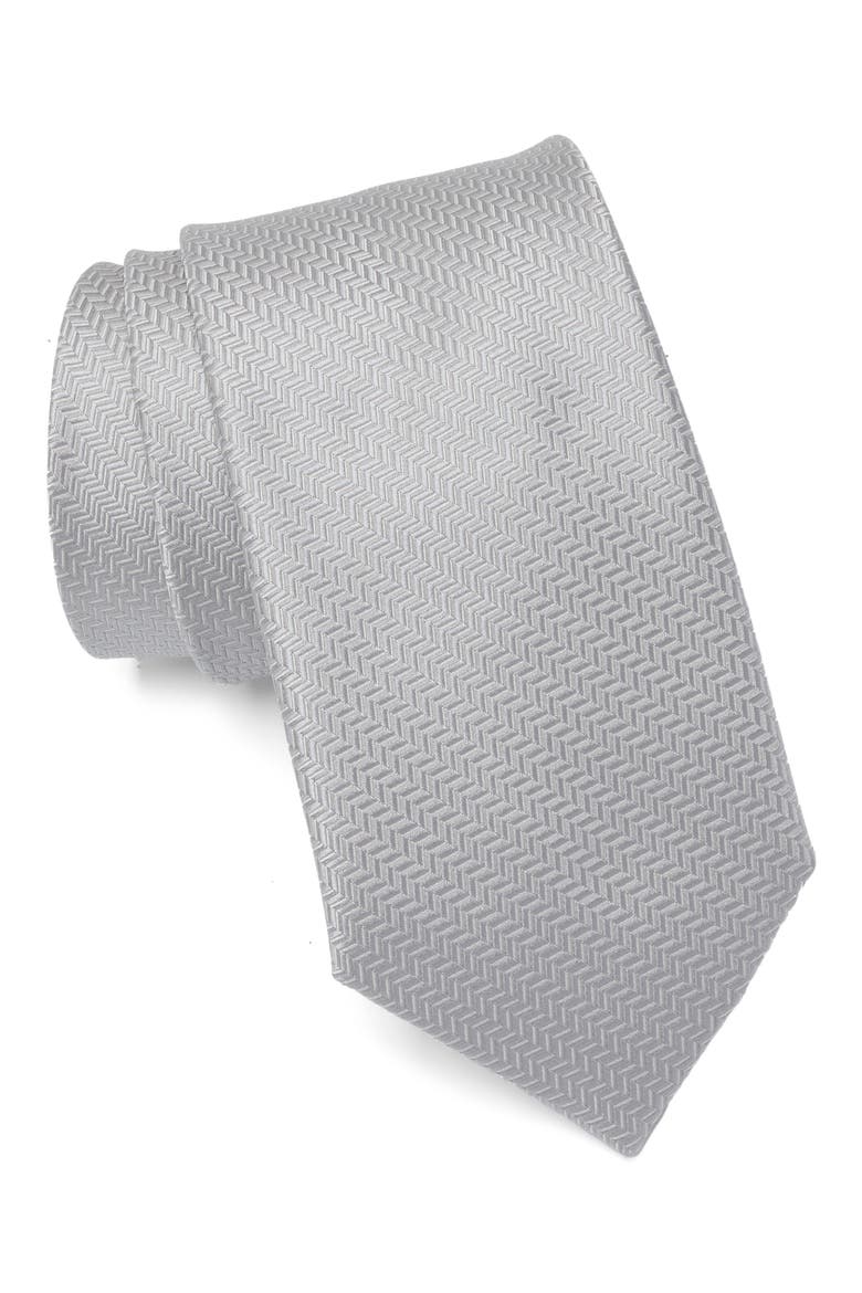 Galine Herringbone Tie, Main, color, SILVER