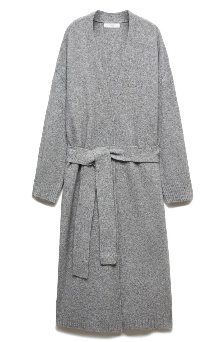 MANGO Long Tie Belt Cardigan, Alternate, color, 