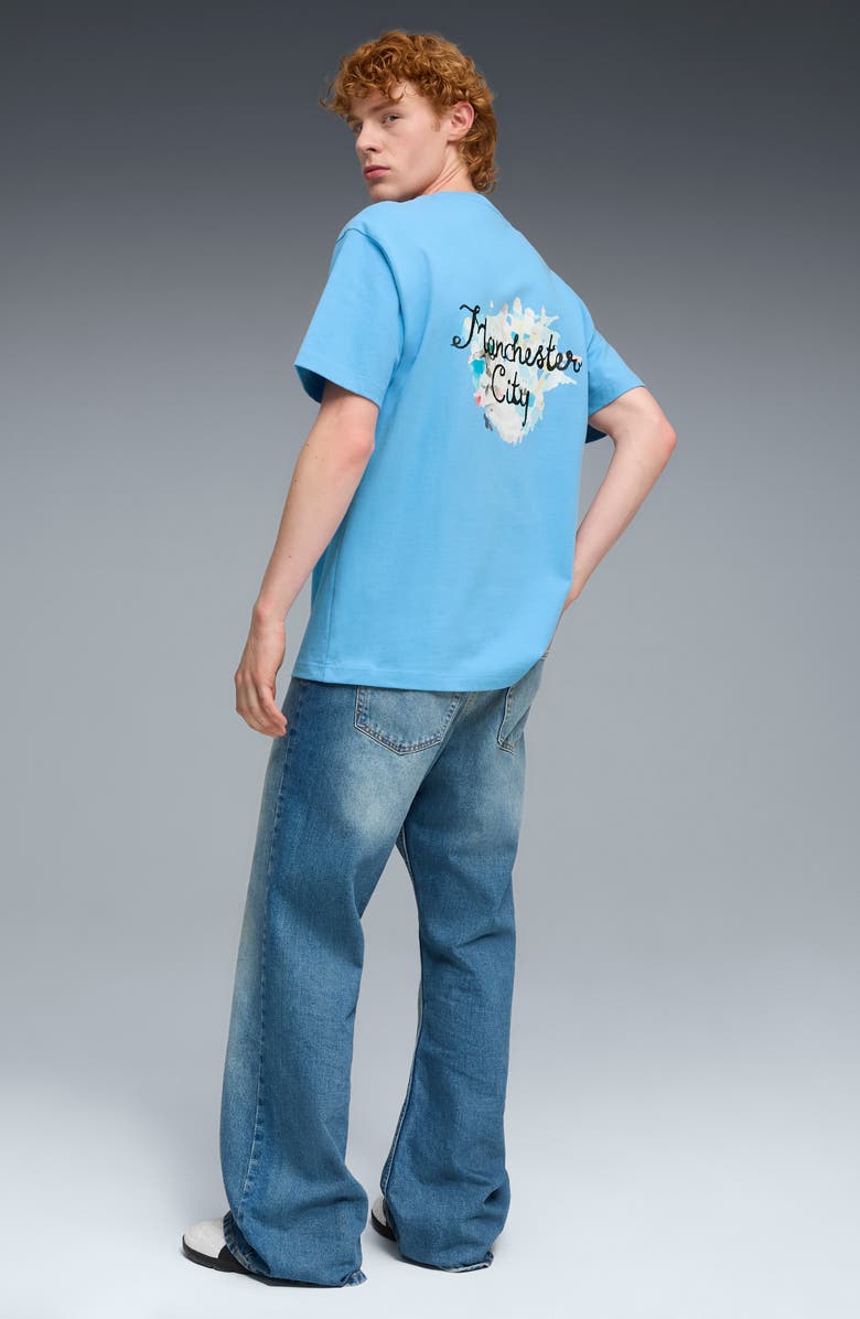 PUMA KidSuper MCFC Cotton Graphic T-Shirt, Alternate, color, Team Light Blue-Puma Black