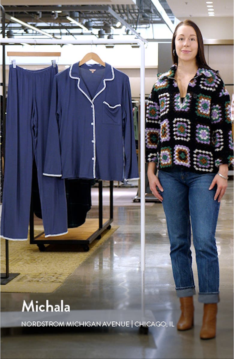 Frida Contrast Embroidery Knit Pajamas, sales video thumbnail