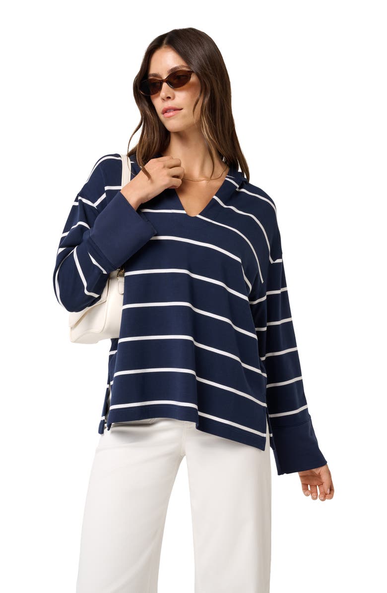 TravisMathew Cloud Terry Hooded Pullover, Alternate, color, Navy Blazer Multi