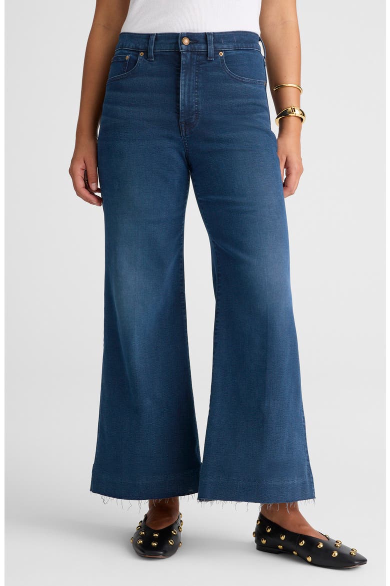 High Waist Ankle Flare Wide Leg Jeans, Alternate, color, KINGSTON WASH