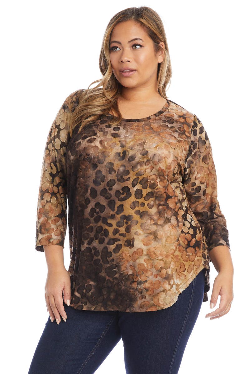 Karen Kane Tie Dye Animal Print Burnout Top, Alternate, color,