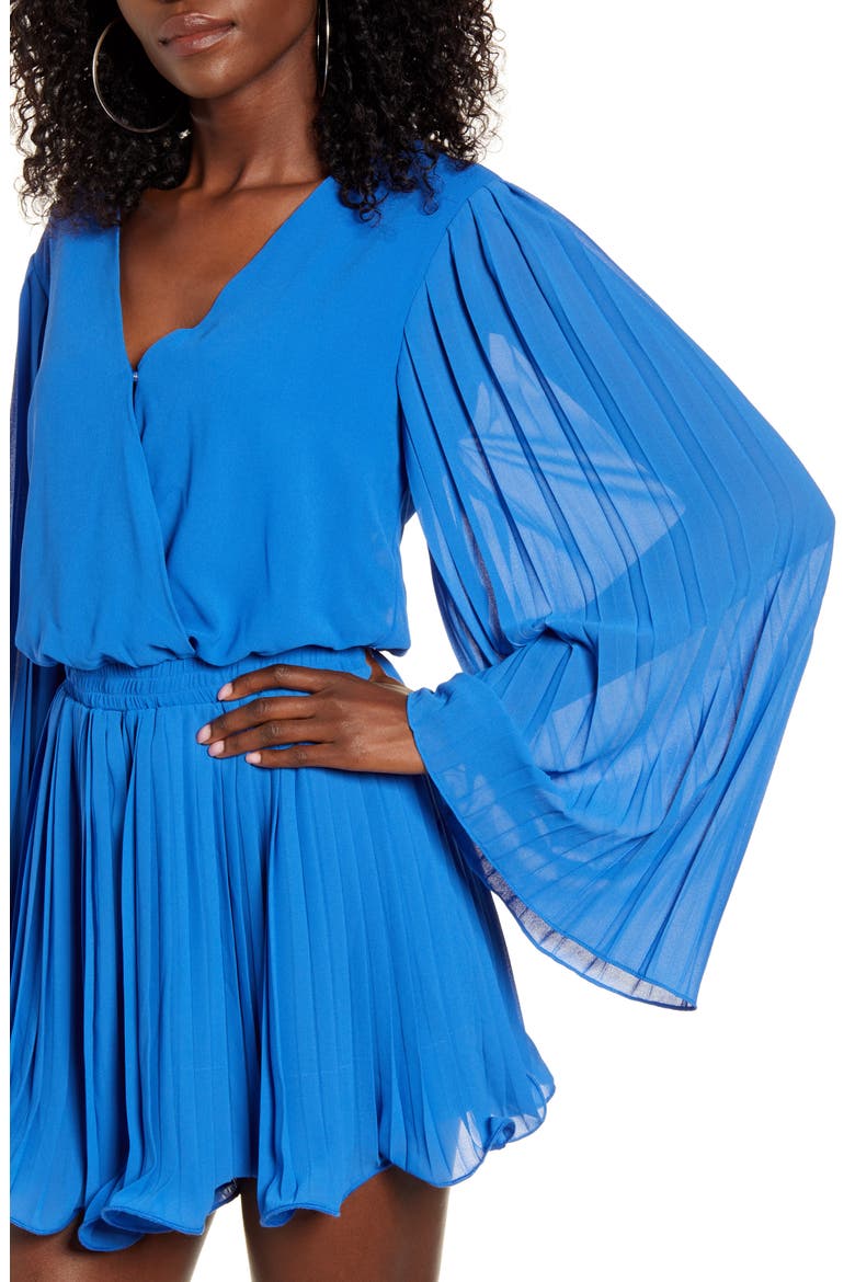 Sunburst Pleated Romper, Alternate, color, BLUE