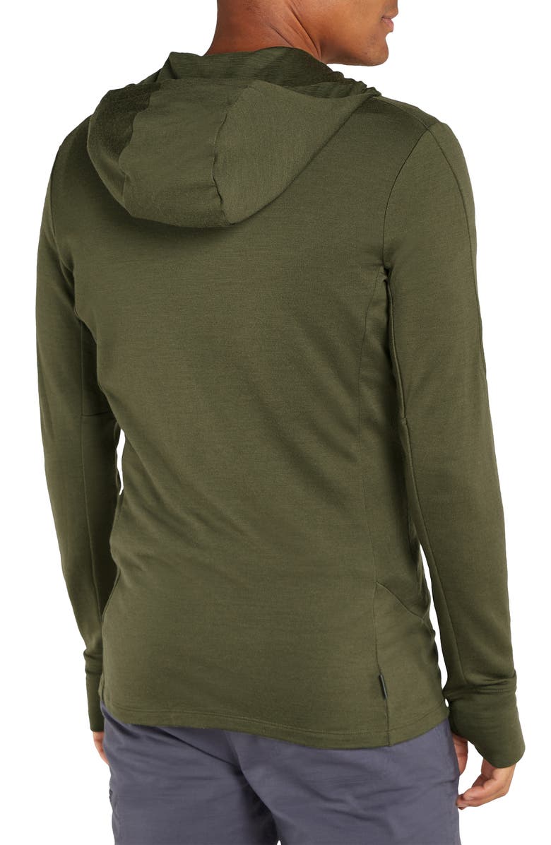 Icebreaker 260 Quantum Merino Wool Hooded Jacket, Alternate, color, Loden