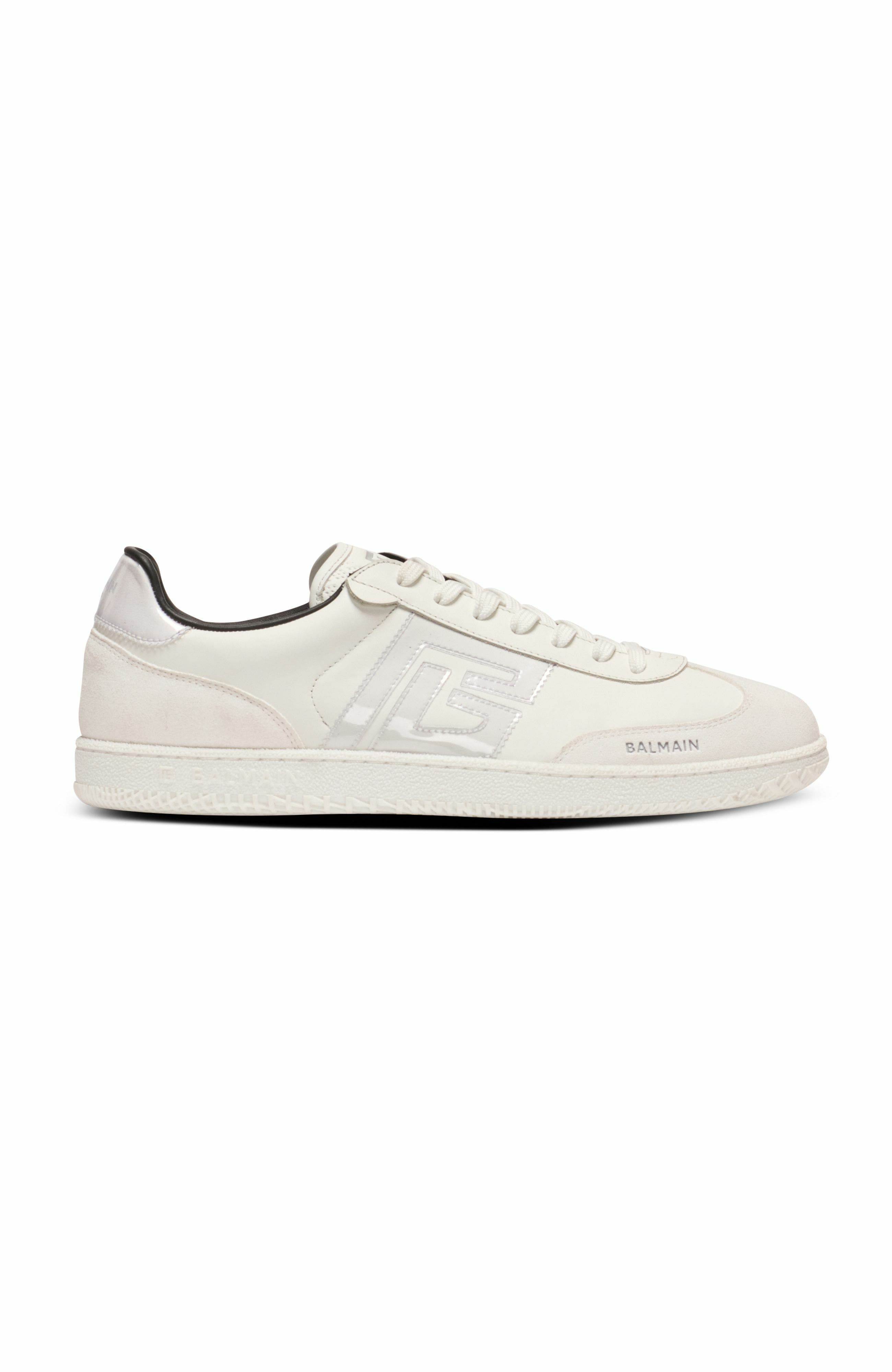 Suede Balmain Swan Trainers, Main, color, White