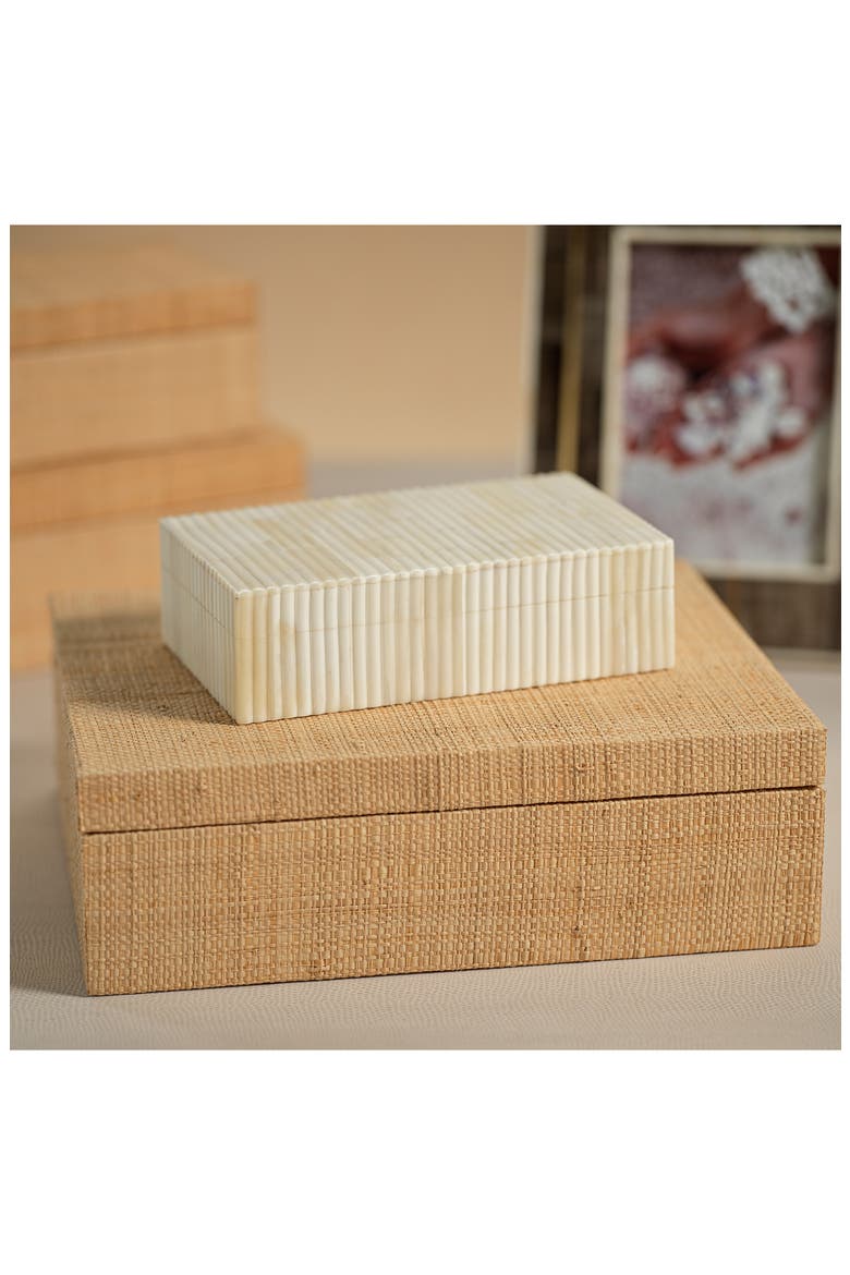 Natural Grasscloth Decorative Box, Alternate, color, BEIGE
