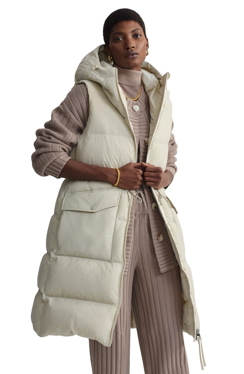 Varley Irving Water Resistant Hooded Long 750 Fill Power Down Vest, Alternate, color, 