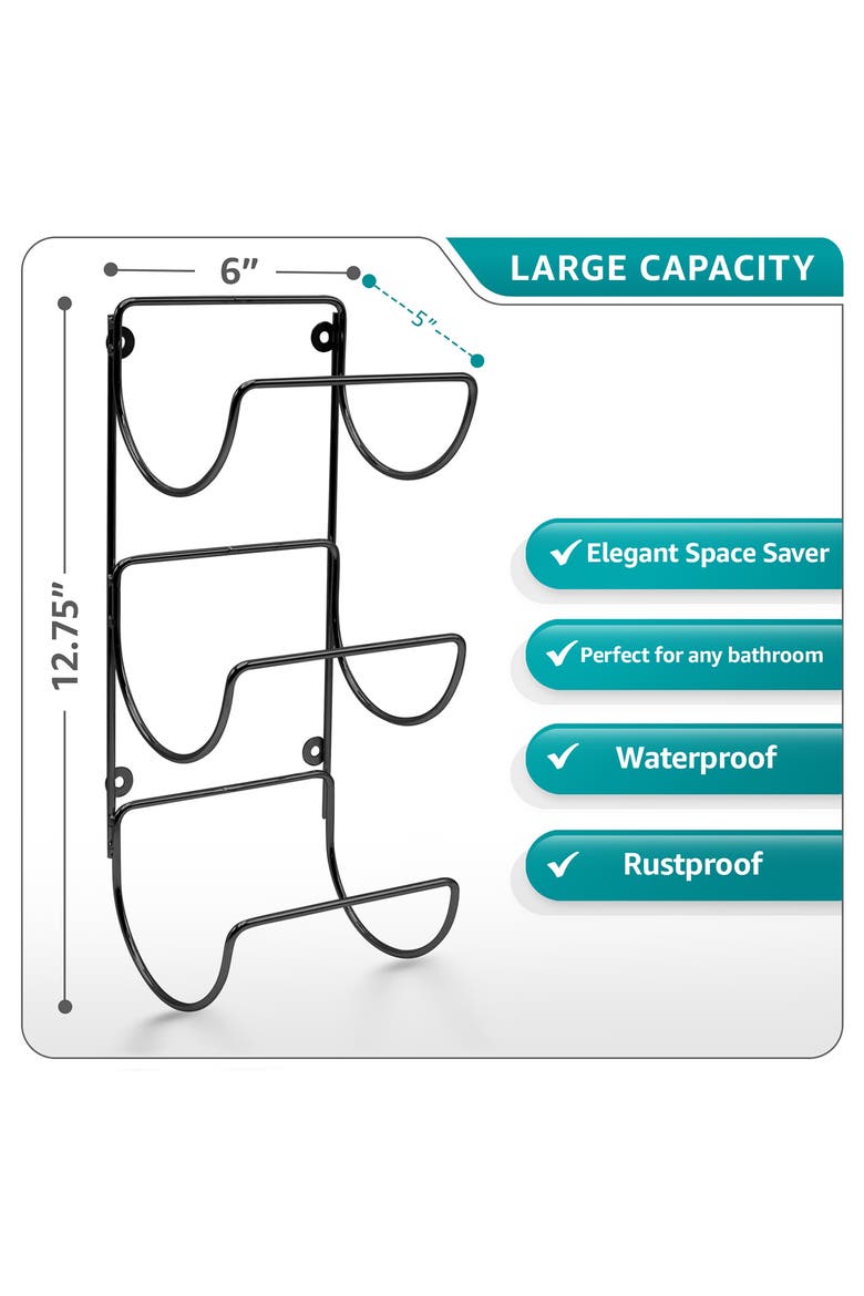 Set of 2 Wall Mount Towel Racks, Alternate, color, BLACK