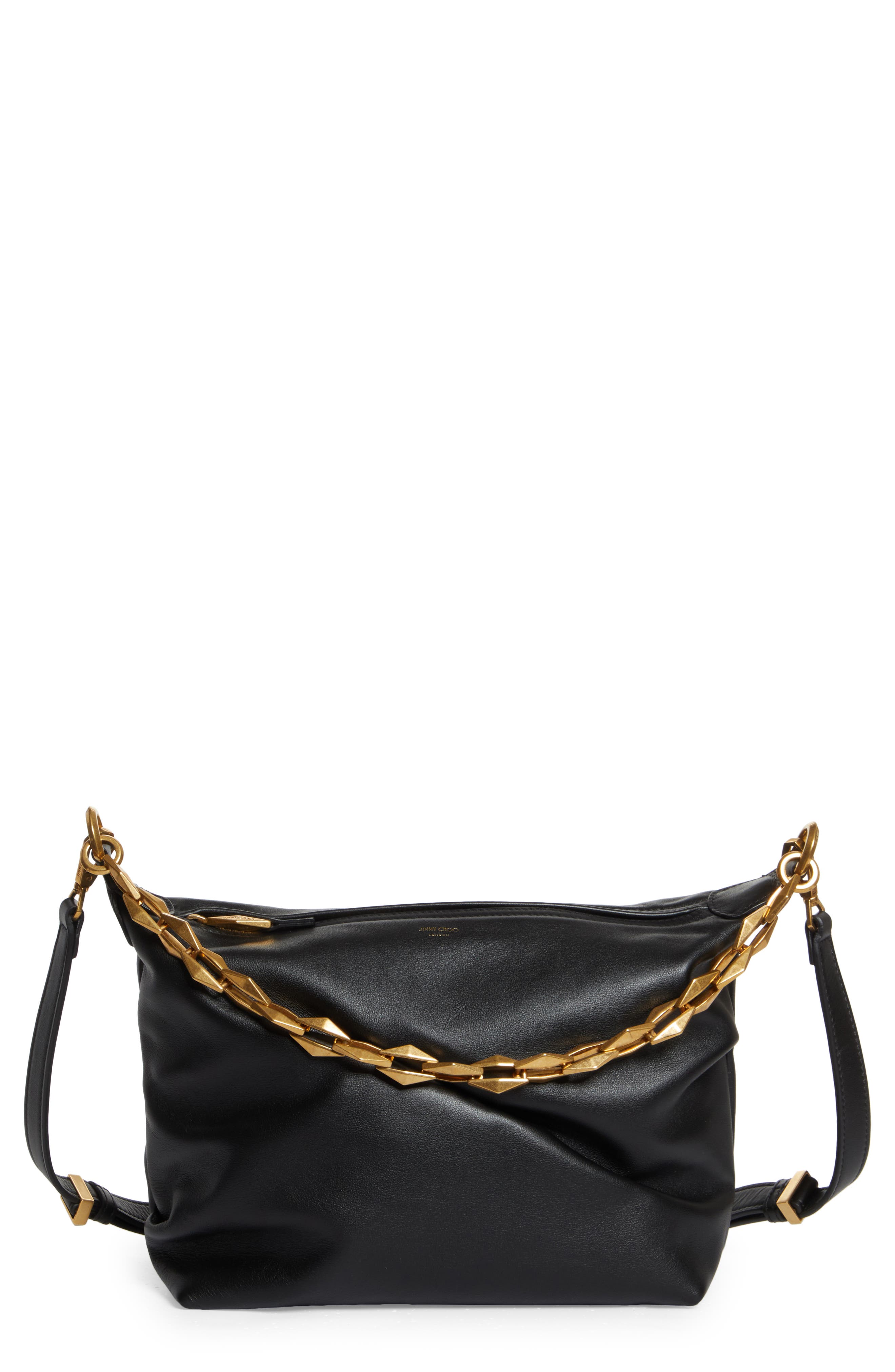 Jimmy Choo Small Diamond Leather Hobo Bag, Main, color, 