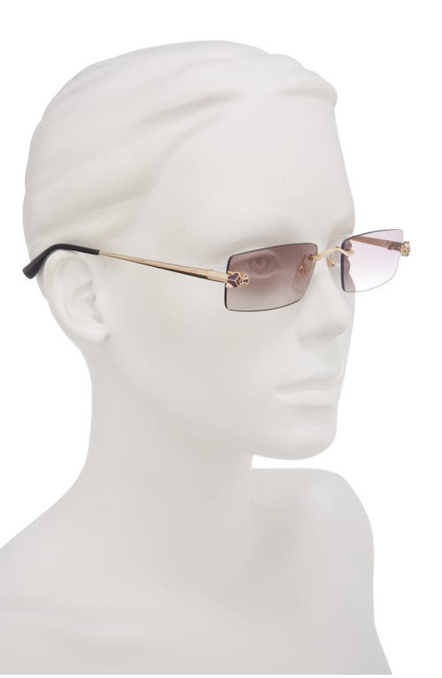 Cartier 55mm Rimless Rectangular Sunglasses In Gold
