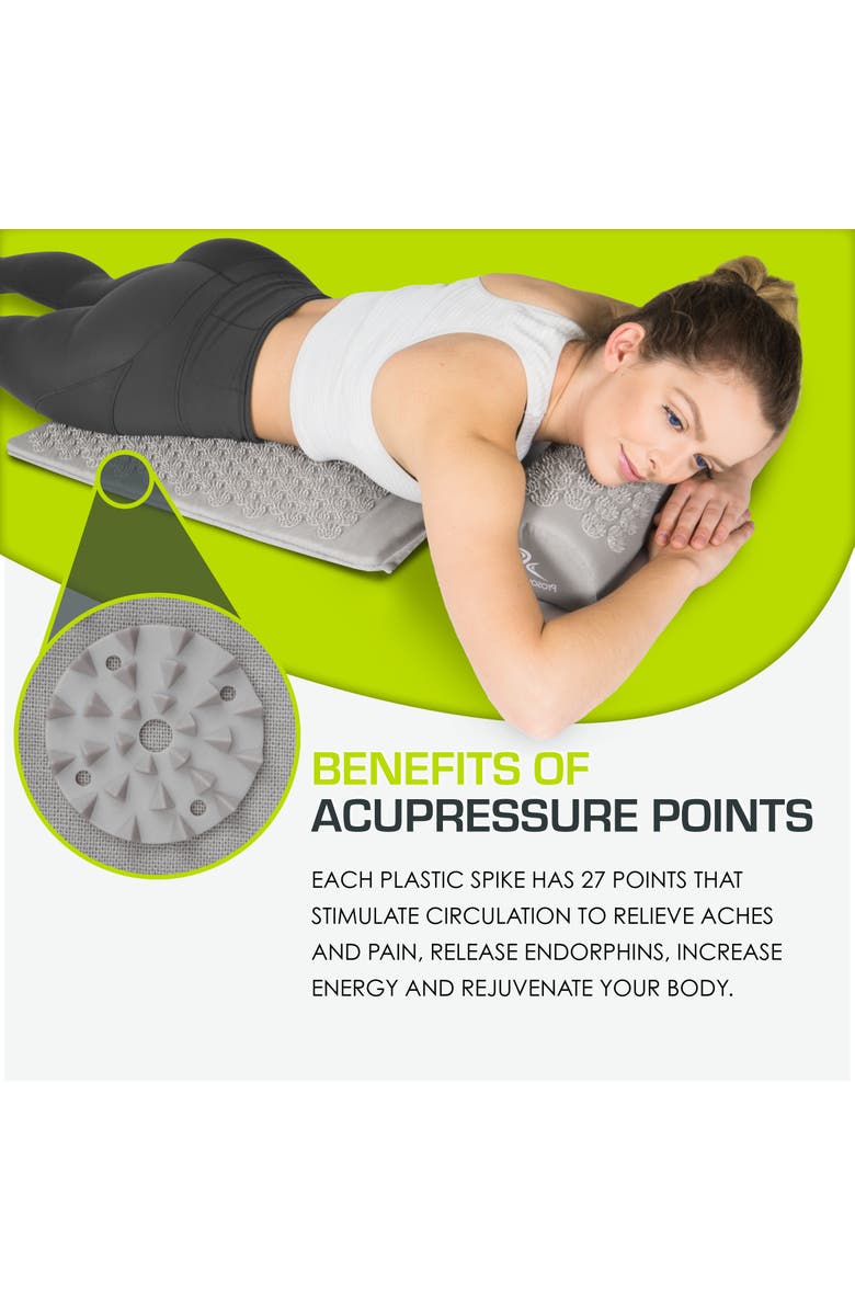 ProsourceFit Acupressure Mat and Pillow Set, Alternate, color, Gray-Gray