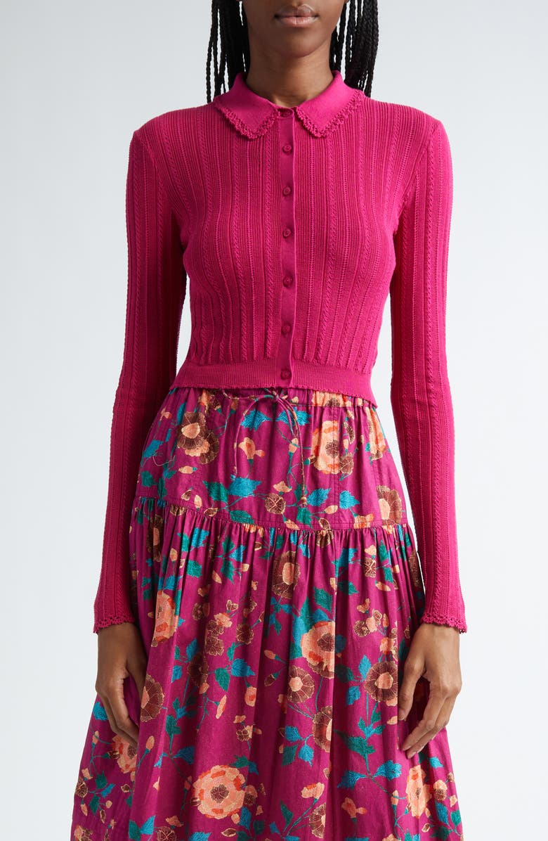 Ulla Johnson Lottie Collar Rib Silk Blend Cardigan, Main, color,