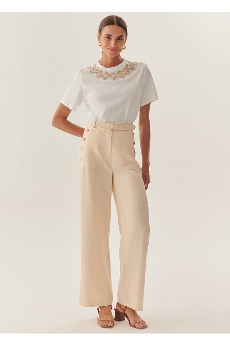 Ember Refined Creased Wide Leg Pants, Main, color, Ecru