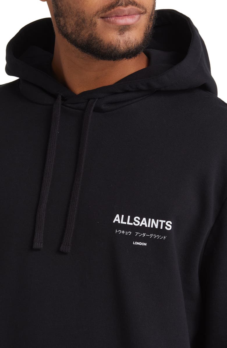 AllSaints Underground Logo Hoodie Sweatshirt, Alternate, color,