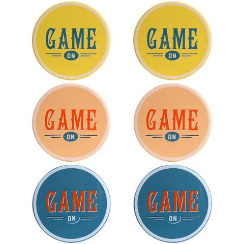 Game On 6 Piece Stoneware Coaster Set in Assorted