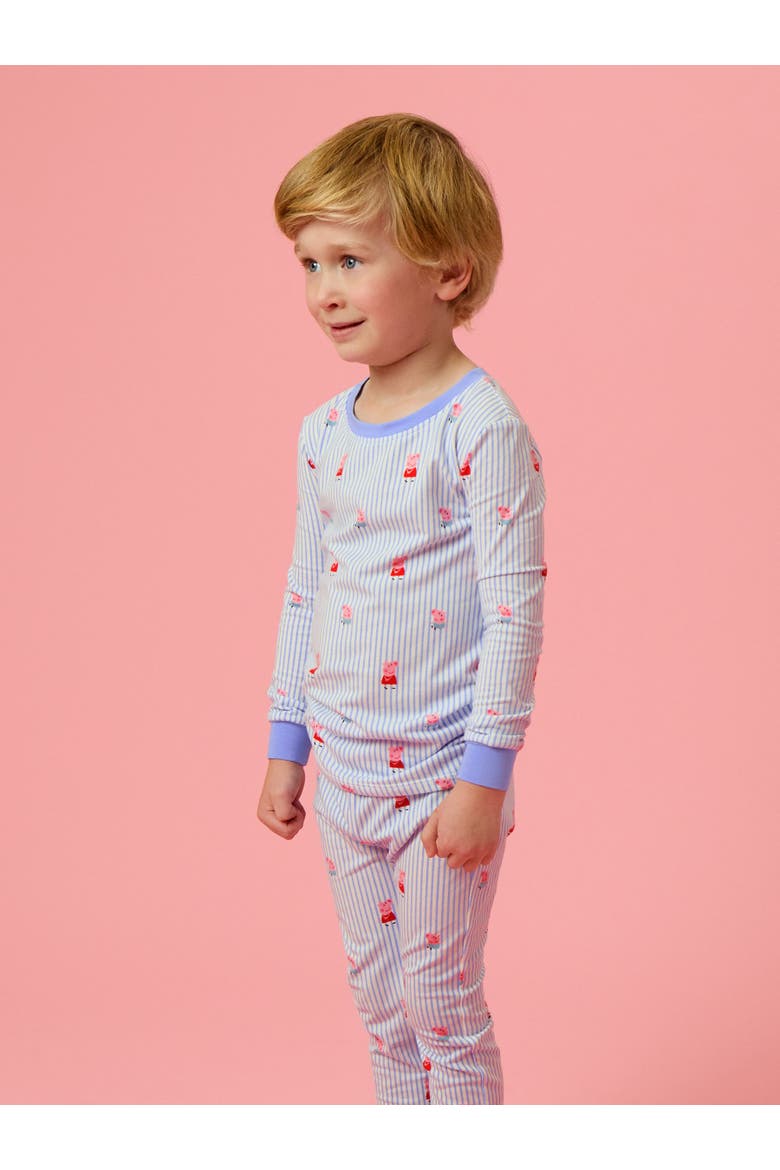 Peppa Pig & George Long Sleeve Pajama Set, Modal Blend, Alternate, color, Peri Stripe Peppa Pig & George
