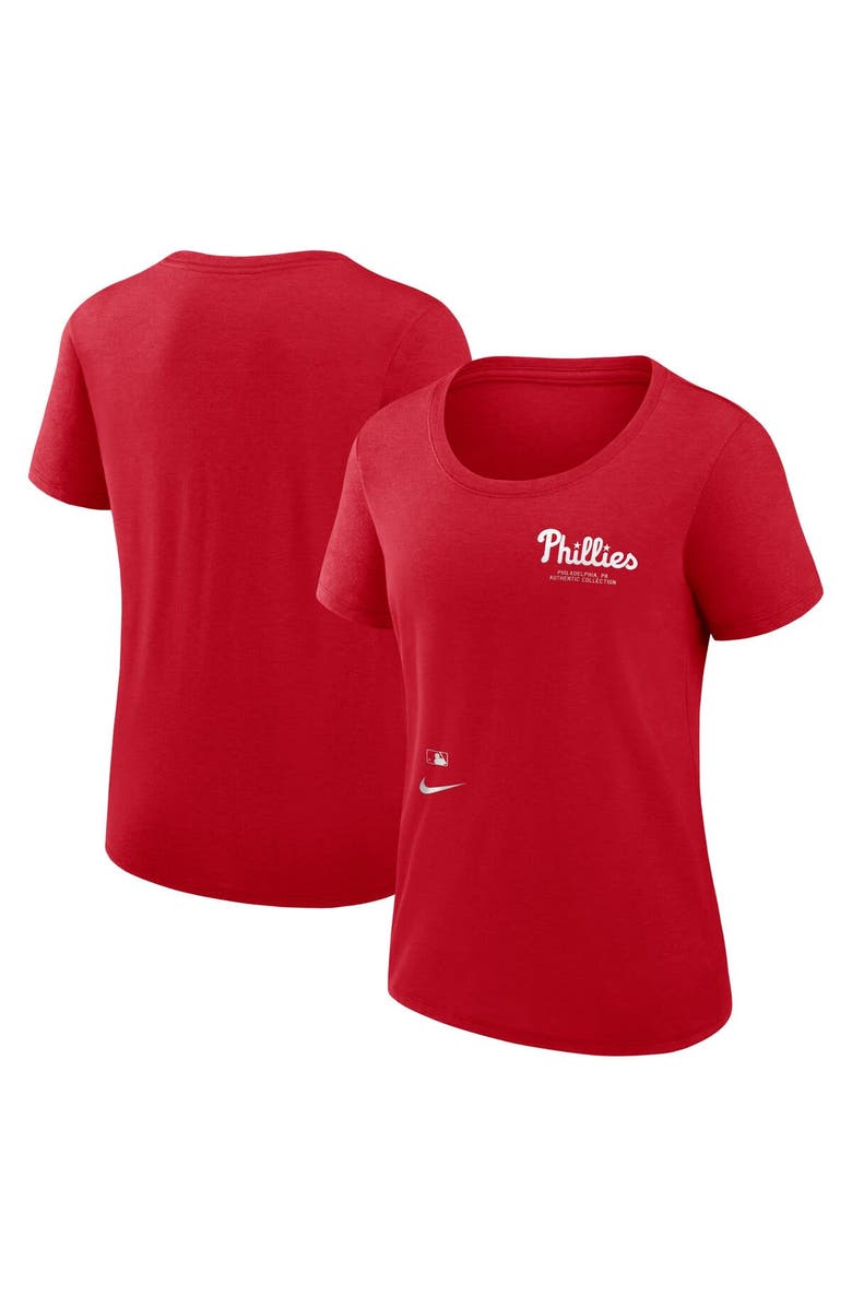 Nike Women's Nike Red Philadelphia Phillies Authentic Collection Performance Scoop Neck T-Shirt, Main, color, 