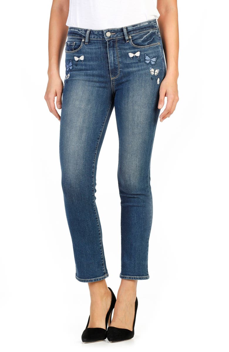 PAIGE Jacqueline Embroidered High Waist Straight Leg Jeans, Alternate, color, 
