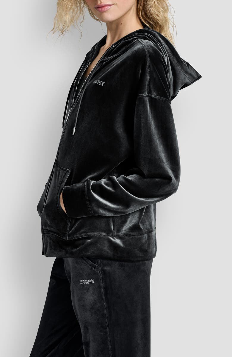 Rhinestone Velour Zip Hoodie
