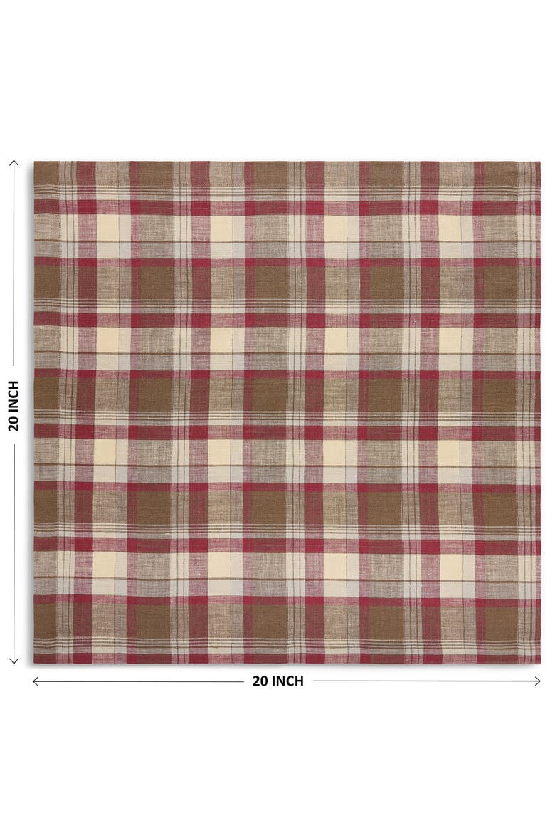Linen Dinner Napkins Set of 4, 20 x 20" - Rustic Plaid, Alternate, color, Rustic Multicolor