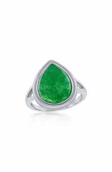 SIMONA Sterling Silver Pear-Shaped Jade Ring