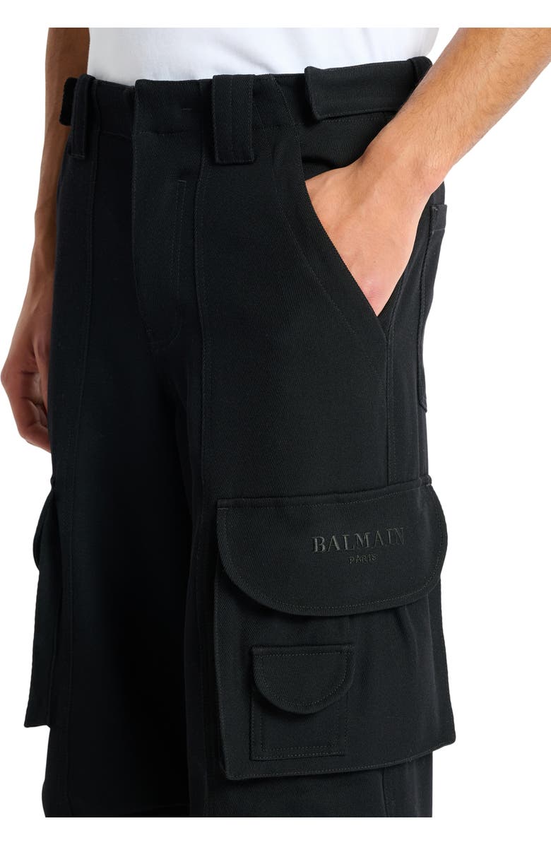 Balmain Wool twill cargo pants, Alternate, color, Black