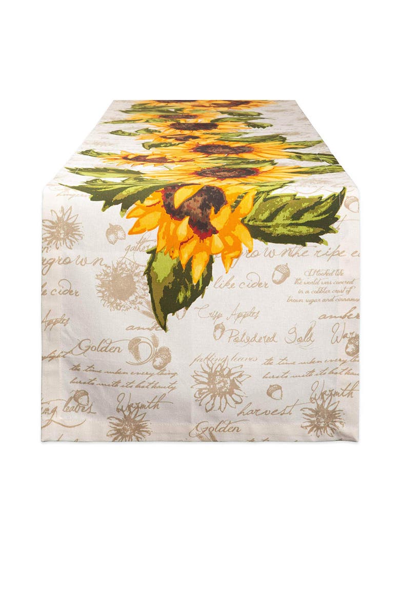 Rustic Sunflowers Printed Table Runner, Main, color, Rustic Sunflowers